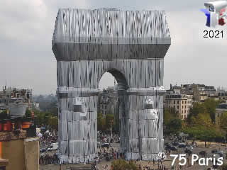 Webcam de l'Arc de Triomphe, Wrapped, Paris, 1961-2021 - via france-webcams.fr